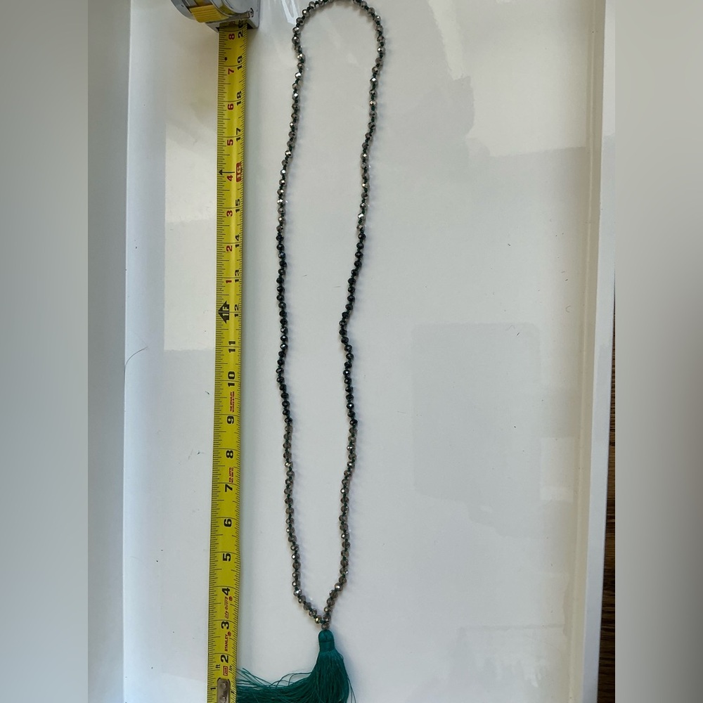 Statement Elegant Silver Beaded Necklace - image 1